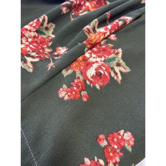 Button Up Tunic Dress  Womens Small Floral Olive Green Stillwater - Picture 8 of 11